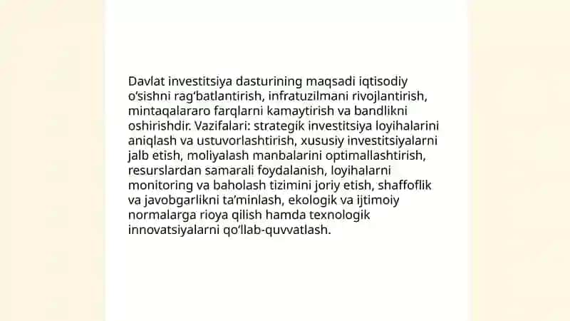 Davlat investitsiya dasturi 3