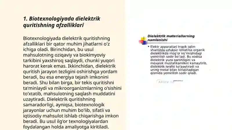 Biotexnologiyada dielektrik quritish va uning ahamiyati 3