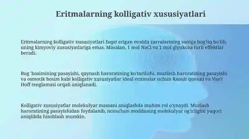 Eritmalarning kollegativ xossalari 3