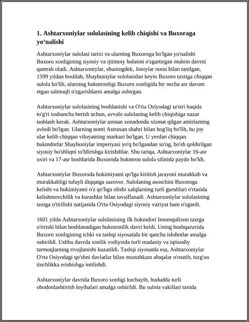 Ashtarxoniylar sulolasining kelib chiqishi va Buxoraga yoʻnalishi 3