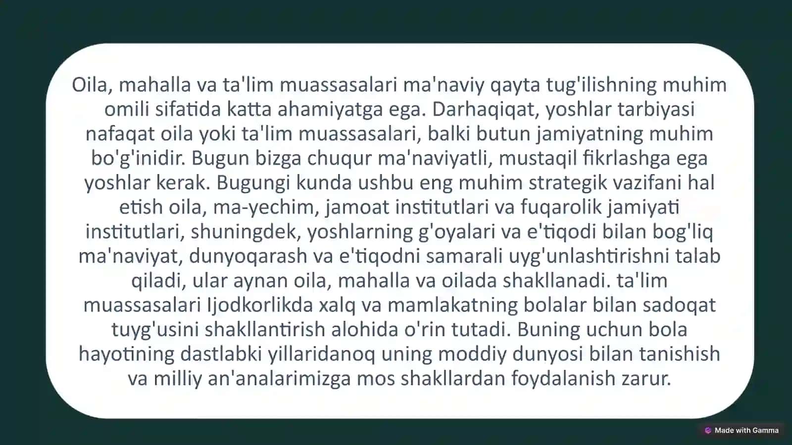 Oila, MTT va Mahallaning Hamkorligi 3