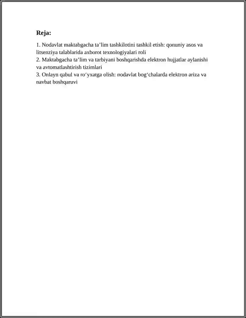 NODAVLAT MAKTABGACHA TAʼLIM TASHKILOTLARINI TASHKIL ETISH 3