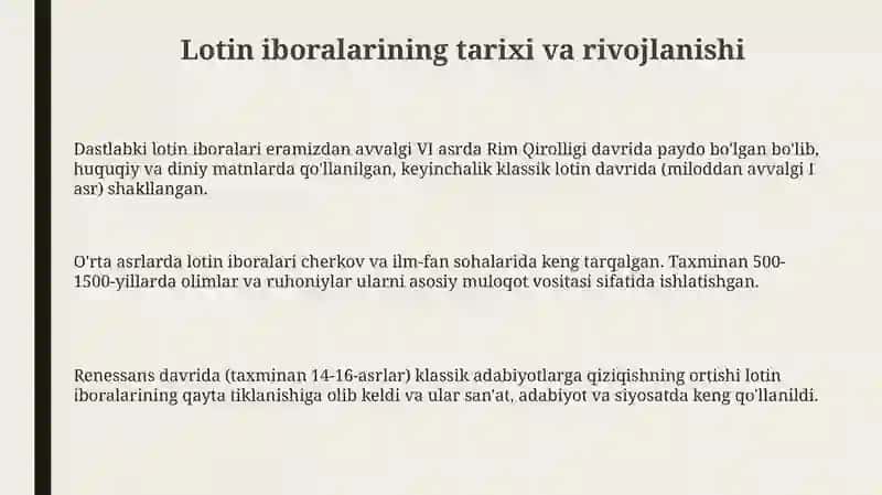 Lotin iboralarining tarixi va rivojlanishi 3