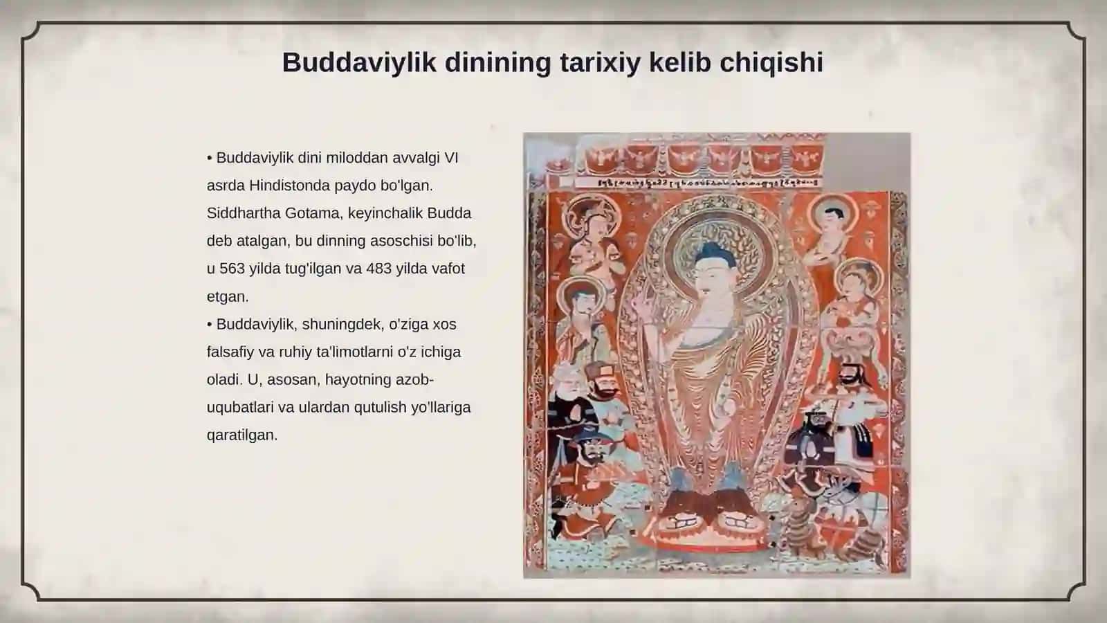 Buddaviylik dini ta’limoti va uning Markaziy Osiyoga tarqalishi 3
