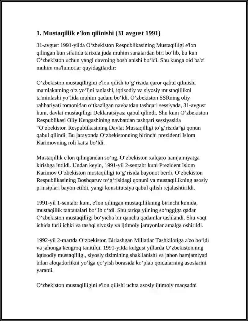 MUSTAQILLIK TARIXINING ASOSIY QOYALARI 3
