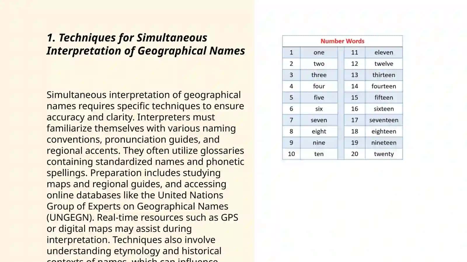 Simultaneous Interpretation of Geographical names, names of famous scientists and organizations 3