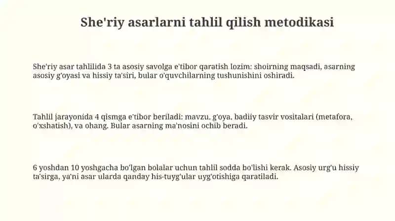 She'riy asarlarni tahlil qilish metodikasi 3