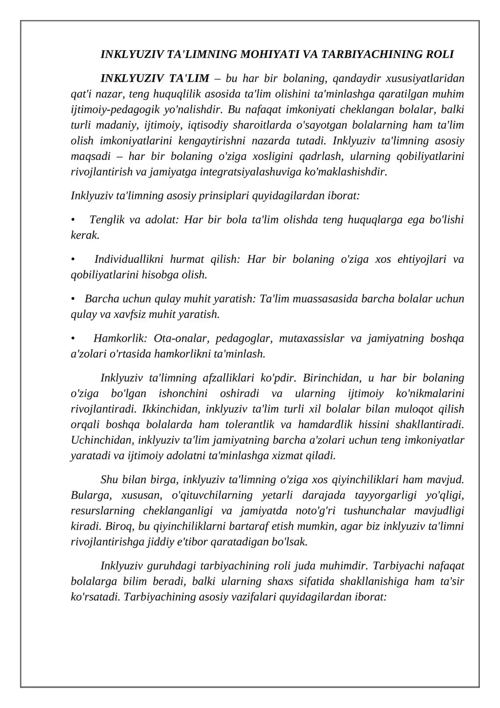 INKLYUZIV TA'LIMNING MOHIYATI VA TARBIYACHINING ROLI 3