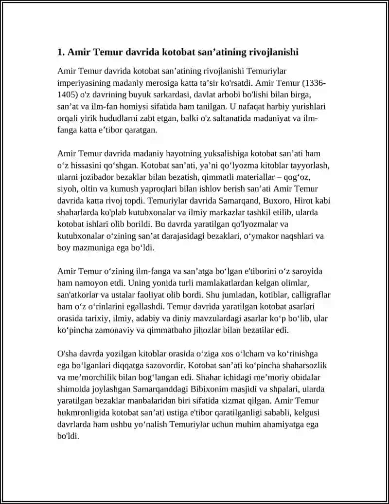 Amir Temur va Temuriy davrida Kotobat San'ati 3