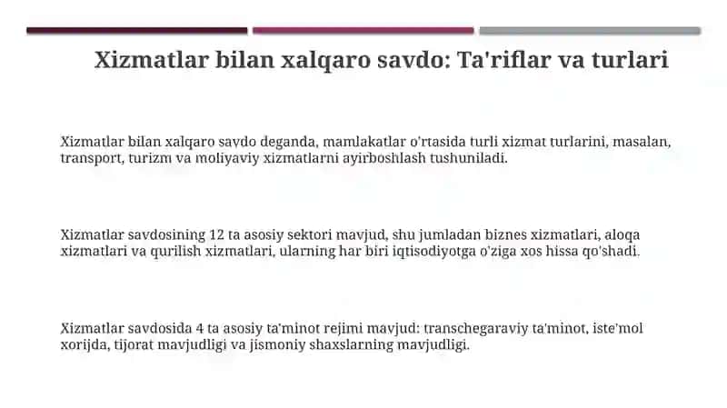Xalqaro xizmatlar savdosi 3