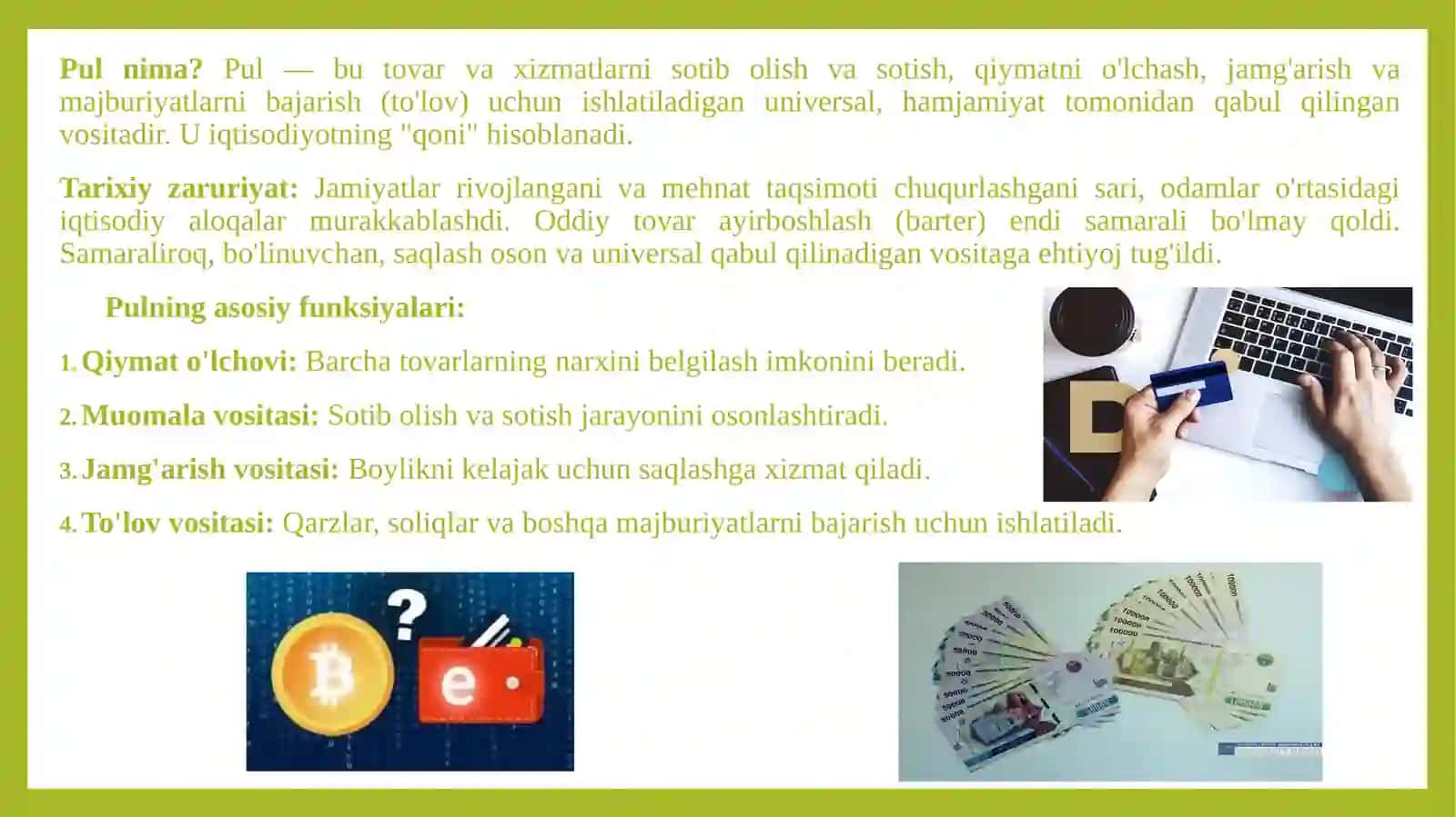 Tarixda pul tizimining shakllanish bosqichlari 3