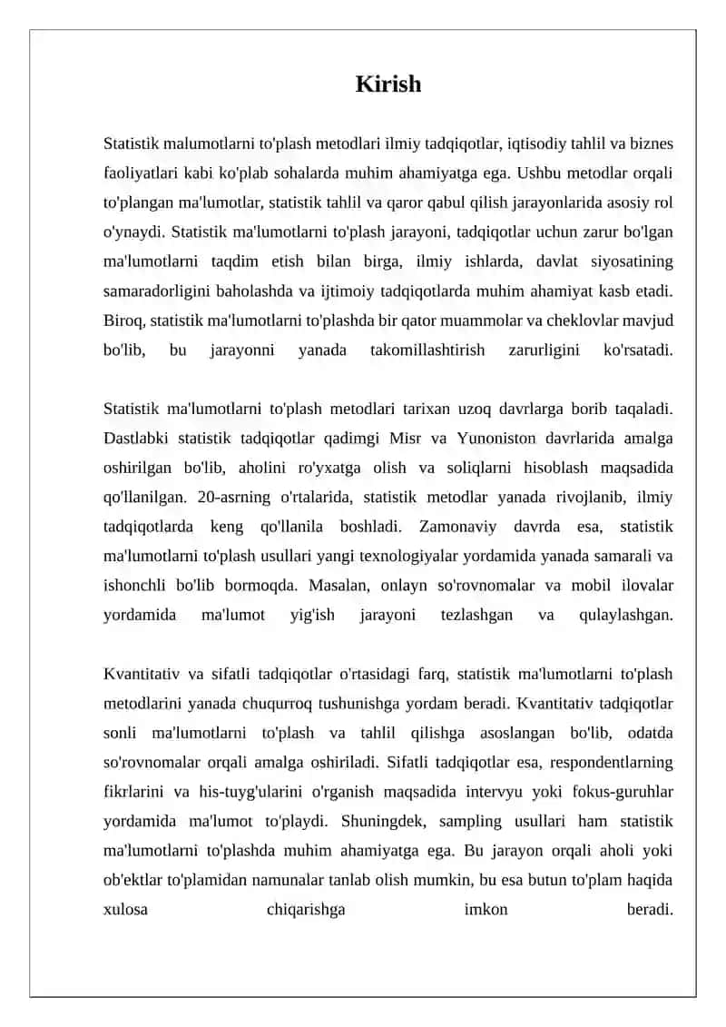 Statistik malumotlarni to'plash metodlari 3