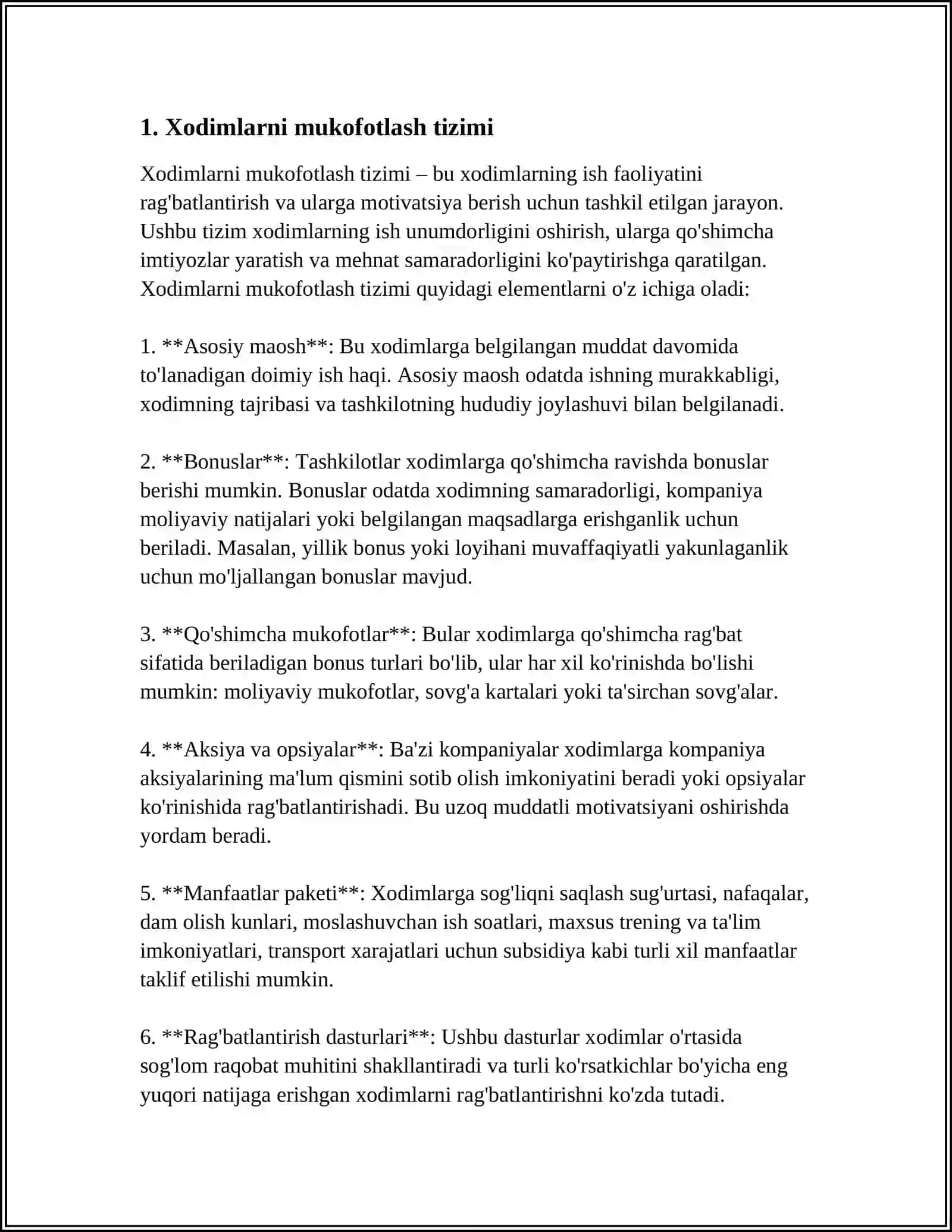 Xodimlarni mukofotlash tizimi 3
