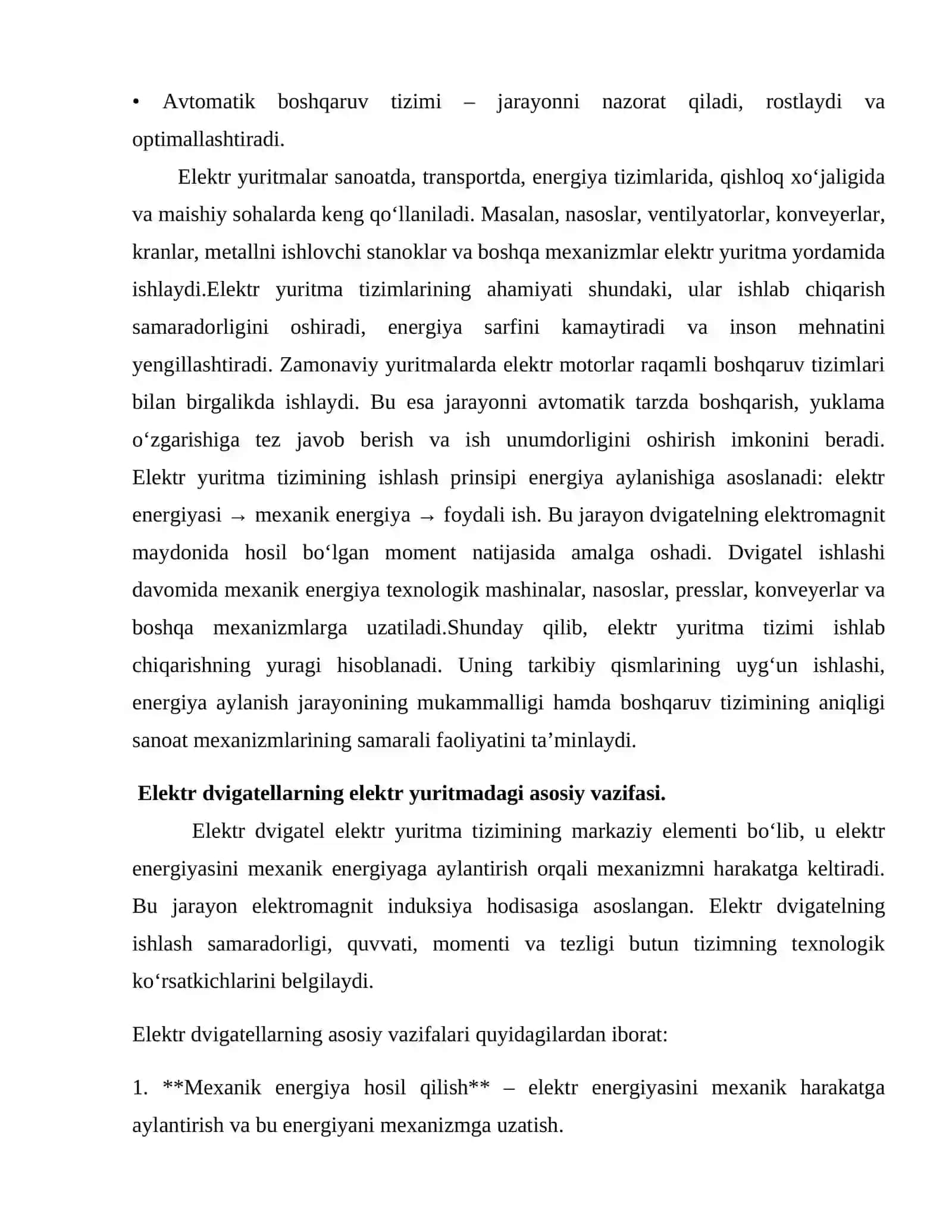 Elektr dvigatellarining elektr yuritmadagi roli 3