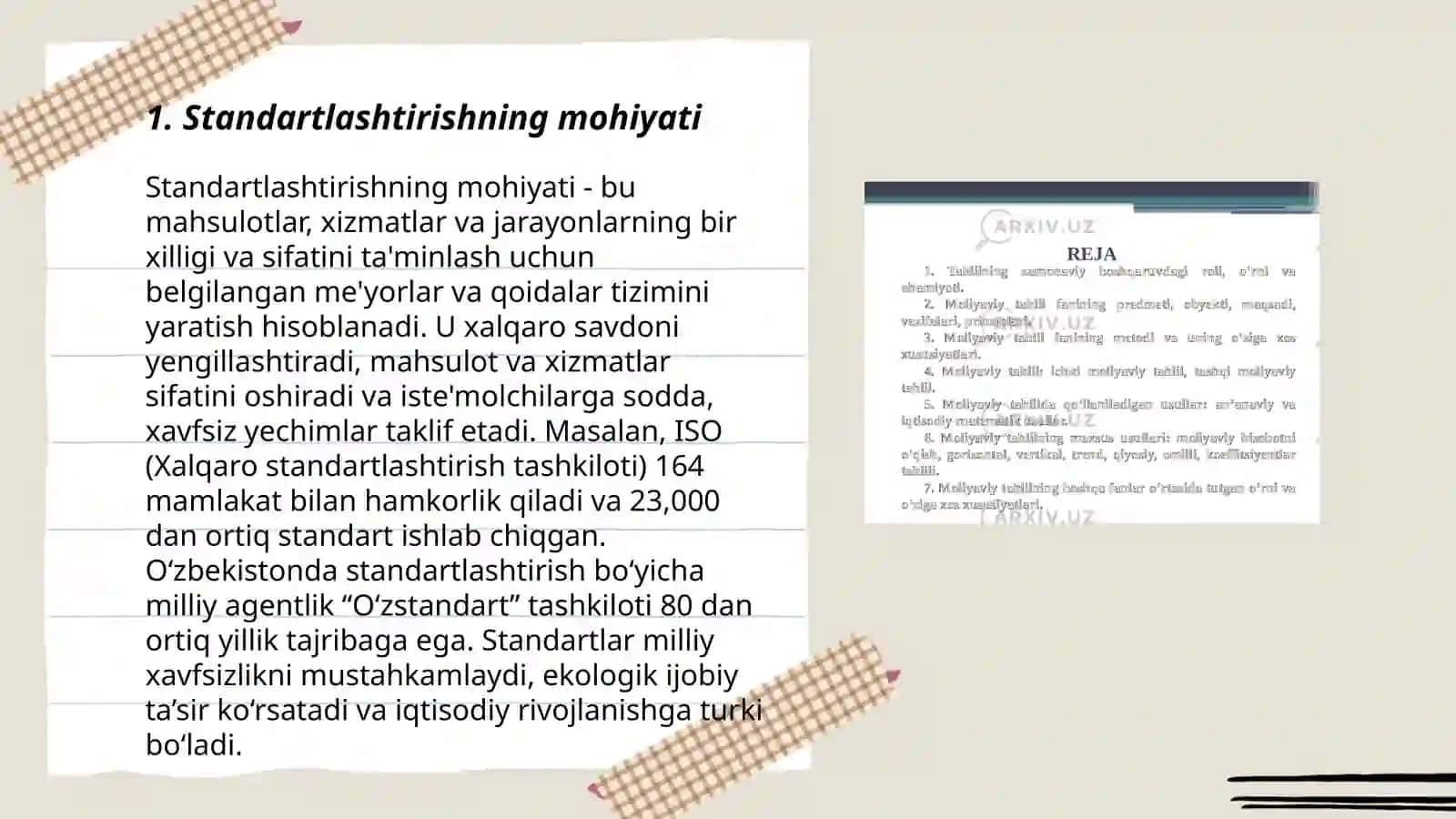 Standartlashtirish usullarini tahlil qilish 3