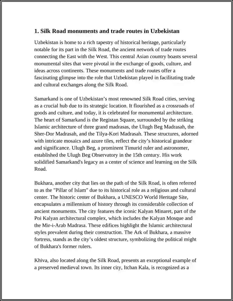 Silk Road Monuments and Trade Routes in Uzbekistan 3