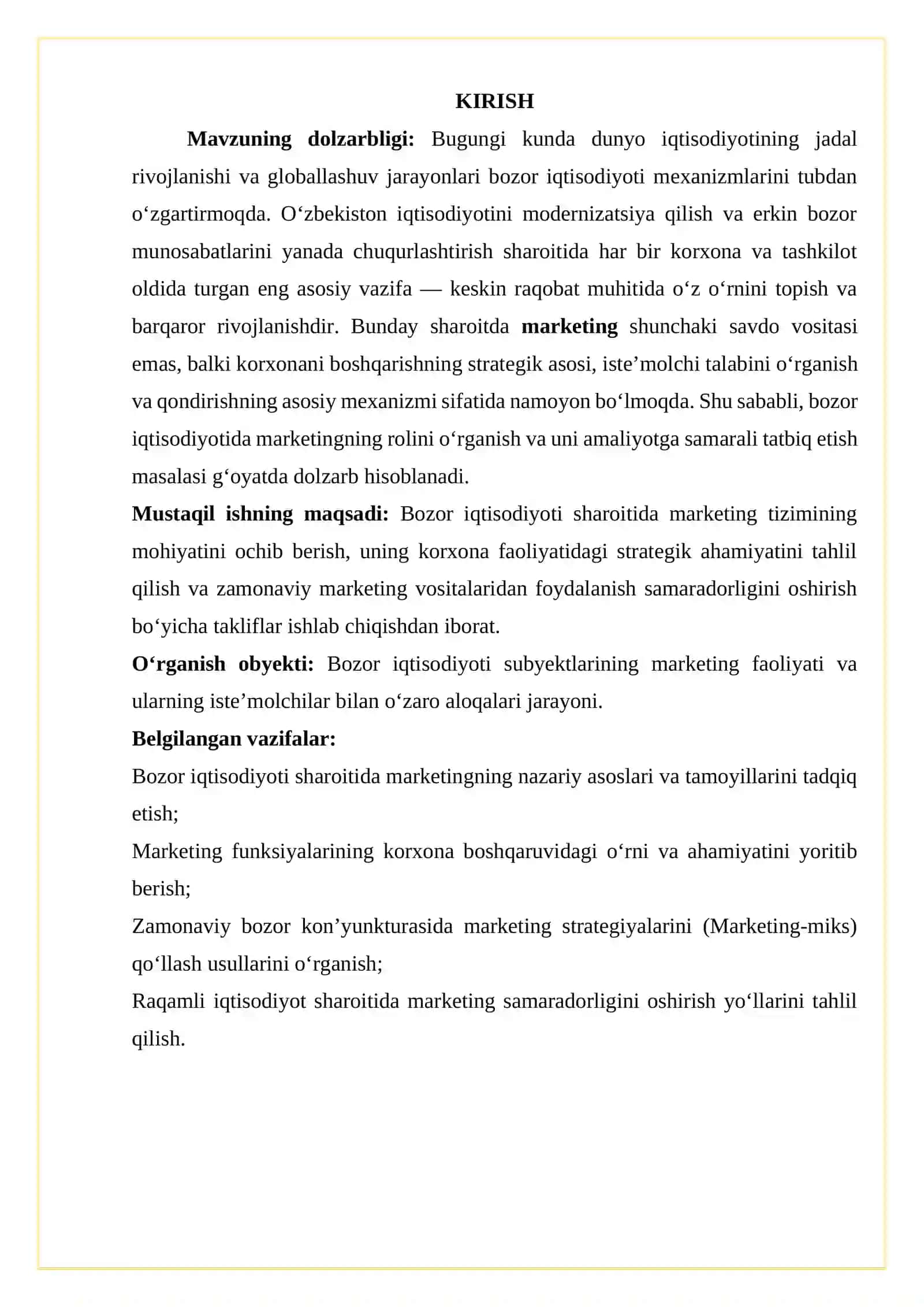 Bozor iqtisoditoti sharoitida marketingni ro`li 3