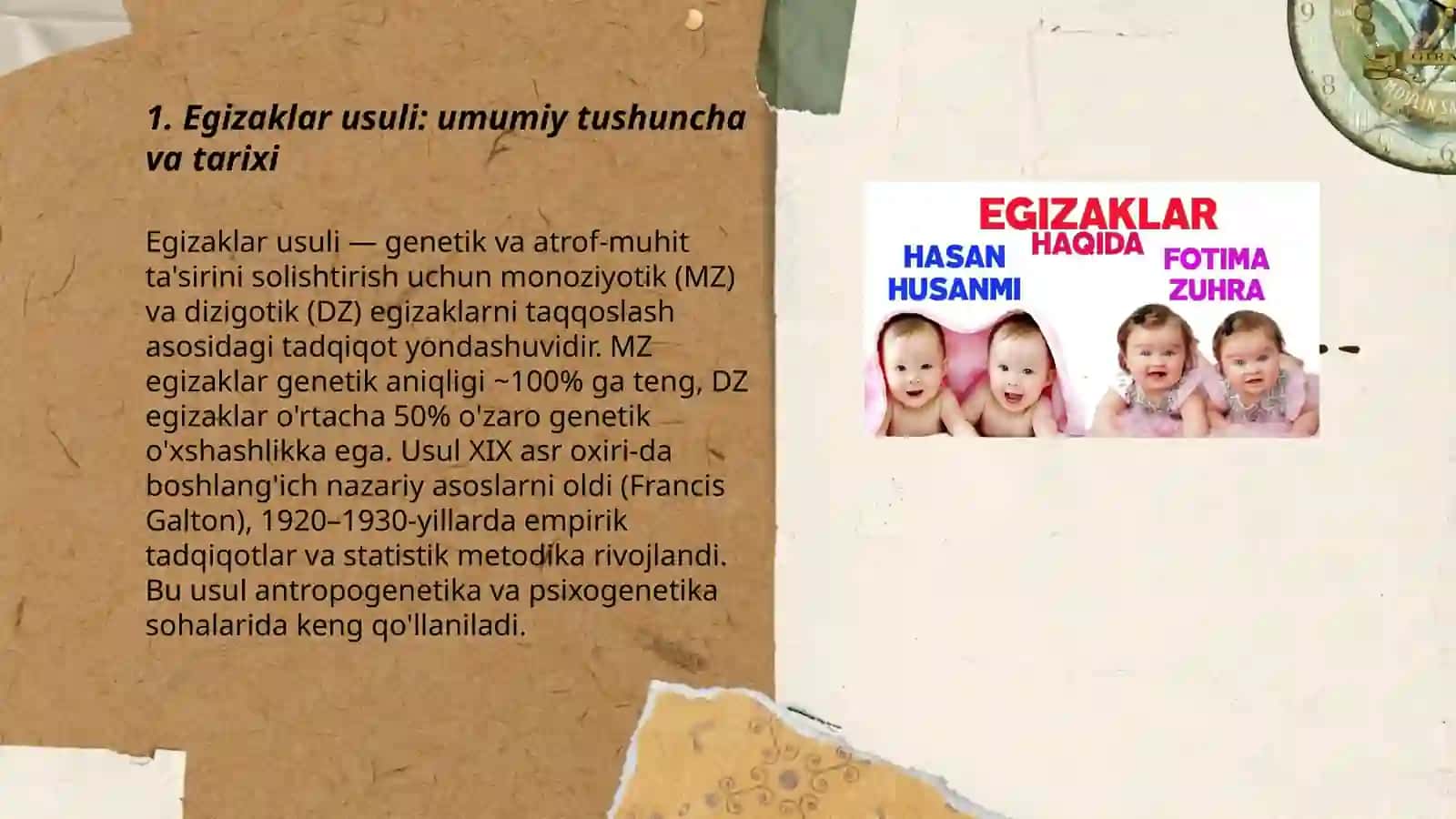 Antropogenetika usullari: egizaklar usuli 3