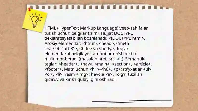 HTML asoslari va hujjat tuzilishi 3