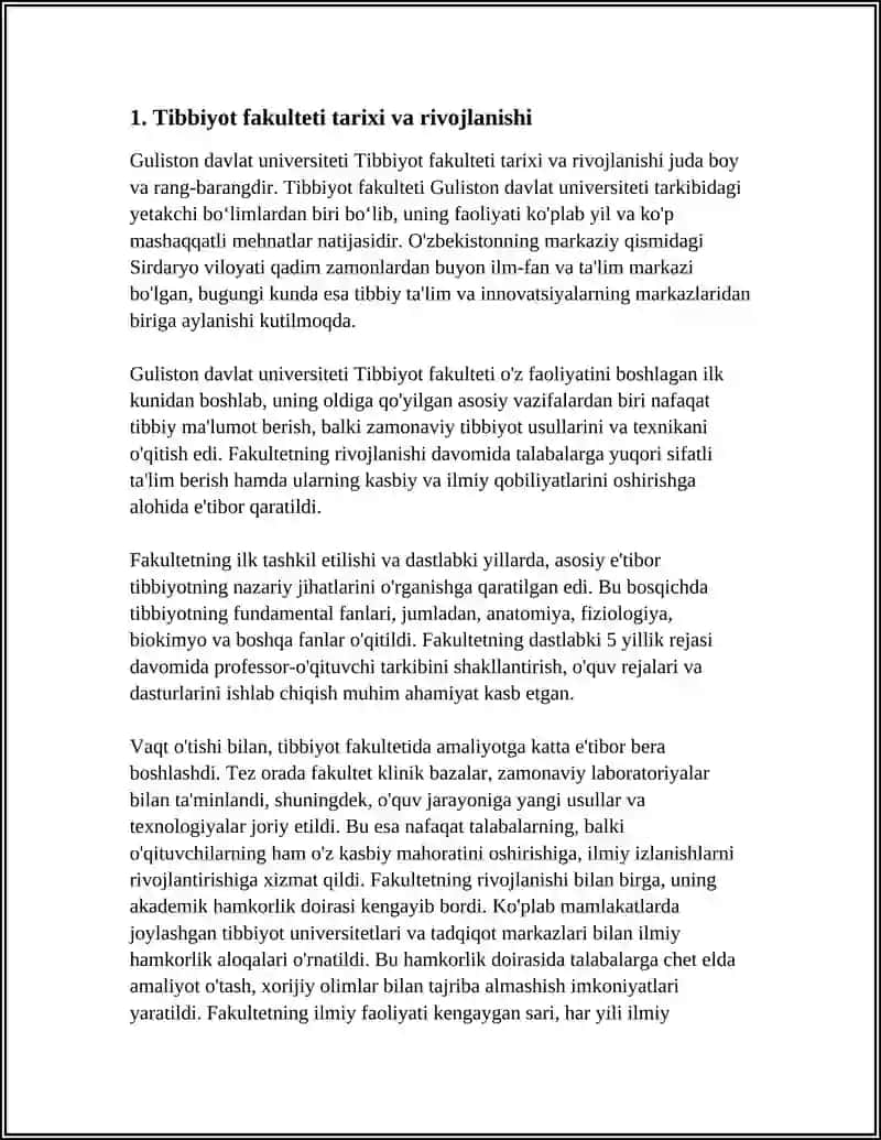 GULISTON DAVLAT UNIVERSITETI TIBBIYOT FAKULTETI MUSTAQIL ISH 3