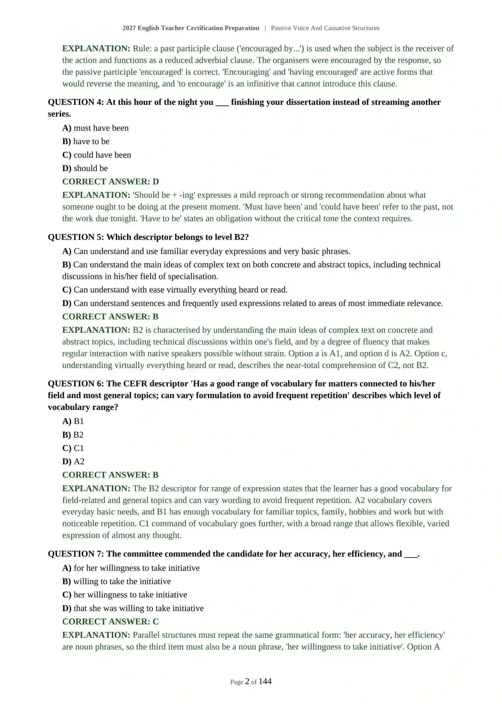 2027 English Teacher Certification Preparation | Passive Voice And Causative Structures 3