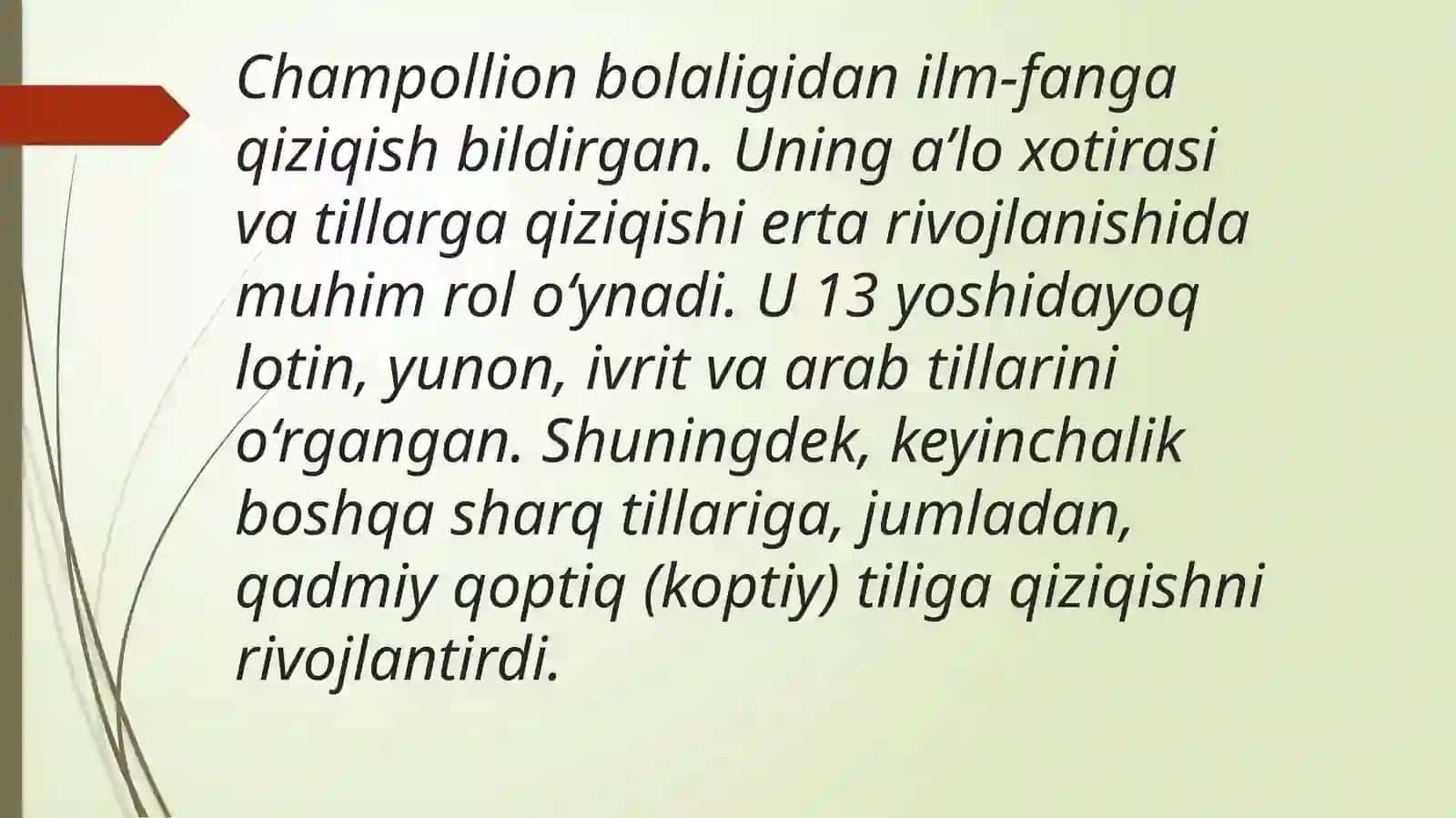 Jean-François Champollionning iyerogliflarni o‘qish yutuqlari 3