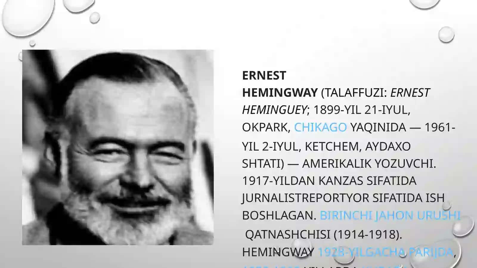 Ernest Heminguey ijodida inson va Borliq muammosi 3