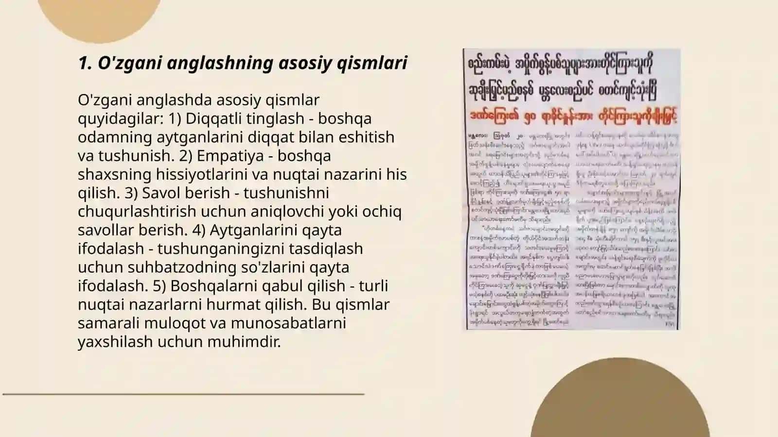 O'zgani anglash (eshitish) va o'zini anglatish qoidalari 3