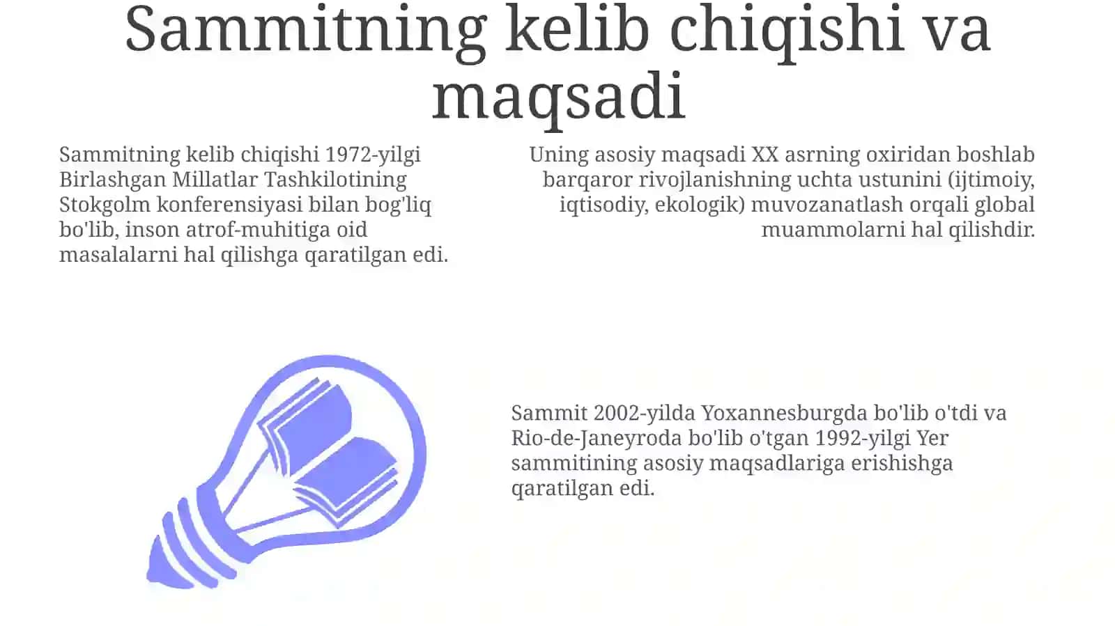 Barqaror rivojlanish boʻyicha Butunjahon sammiti 3