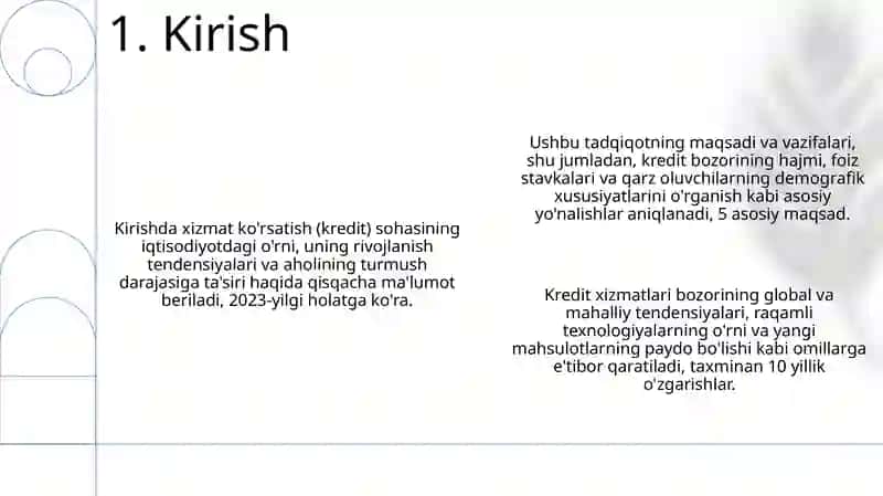 Kredit berish sohasining statistik tahlili 3