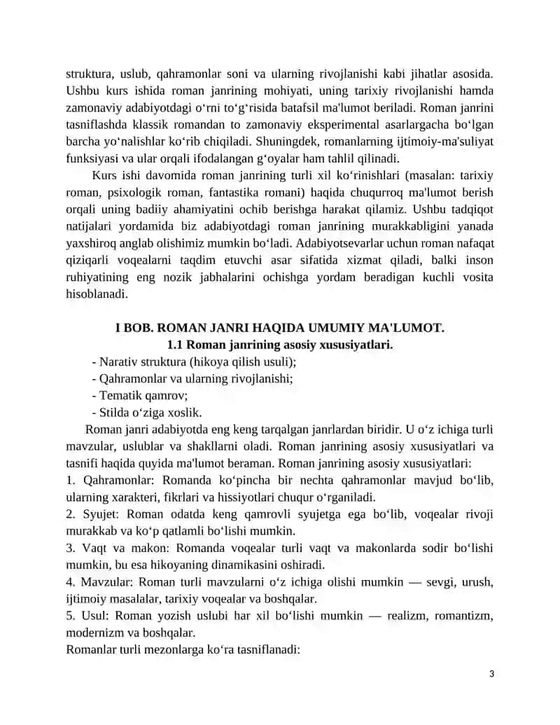 ROMAN JANRI VA UNING TASNIFI 3
