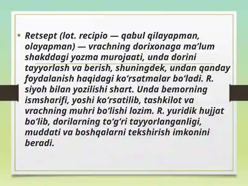 RETSEPT  TARIXI. Dorivor o’simliklar 3