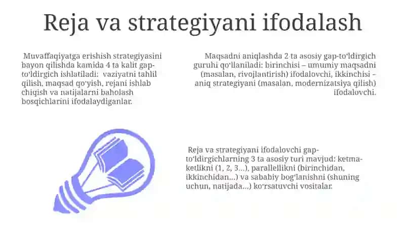 Reja va strategiyani ifodalash 3