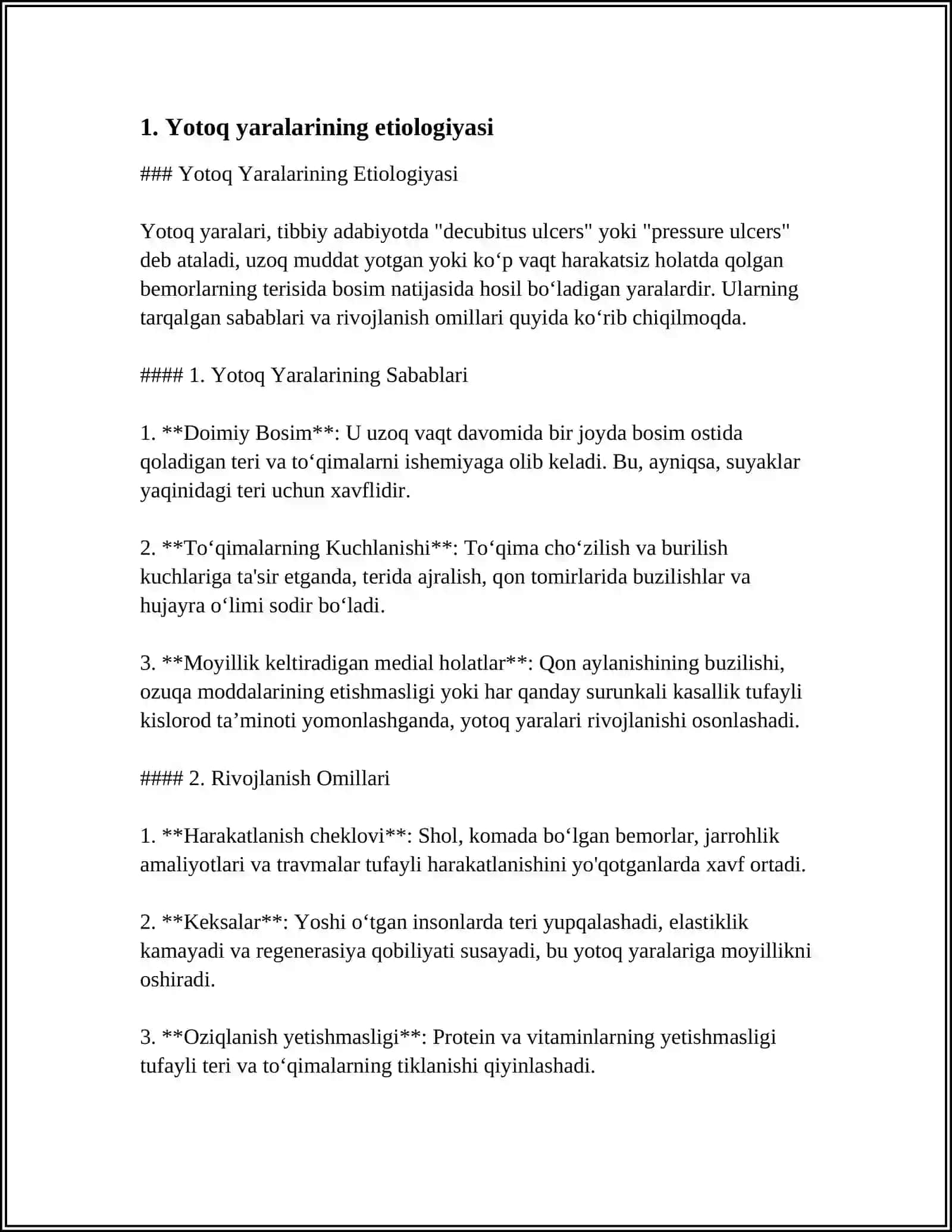 Yotoq Yaralarining Etiologiyasi 3