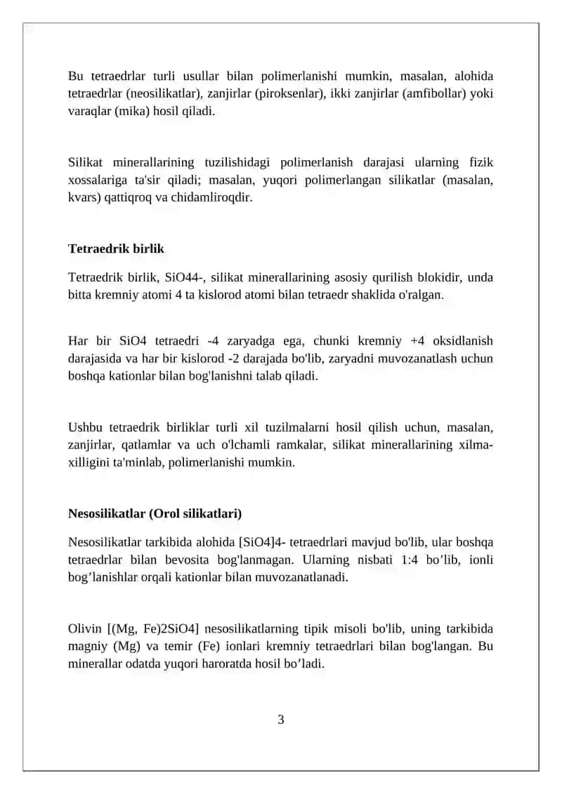 silikatlar strukturalarining turlari 3