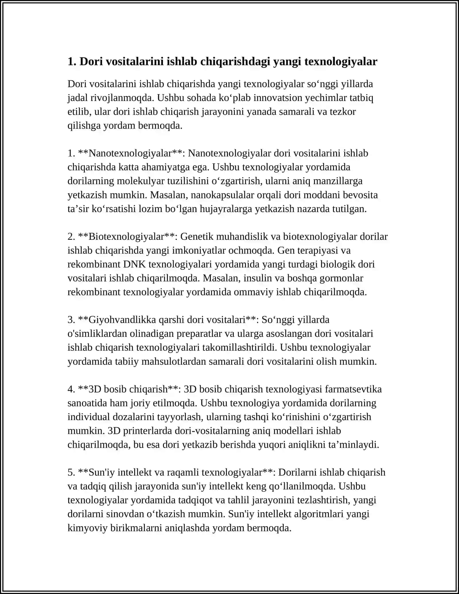 Dori Vositalari, Tibbiy Buyumlar va Farmasevtik Tovarlarıni Ishlab Chiqarish 3