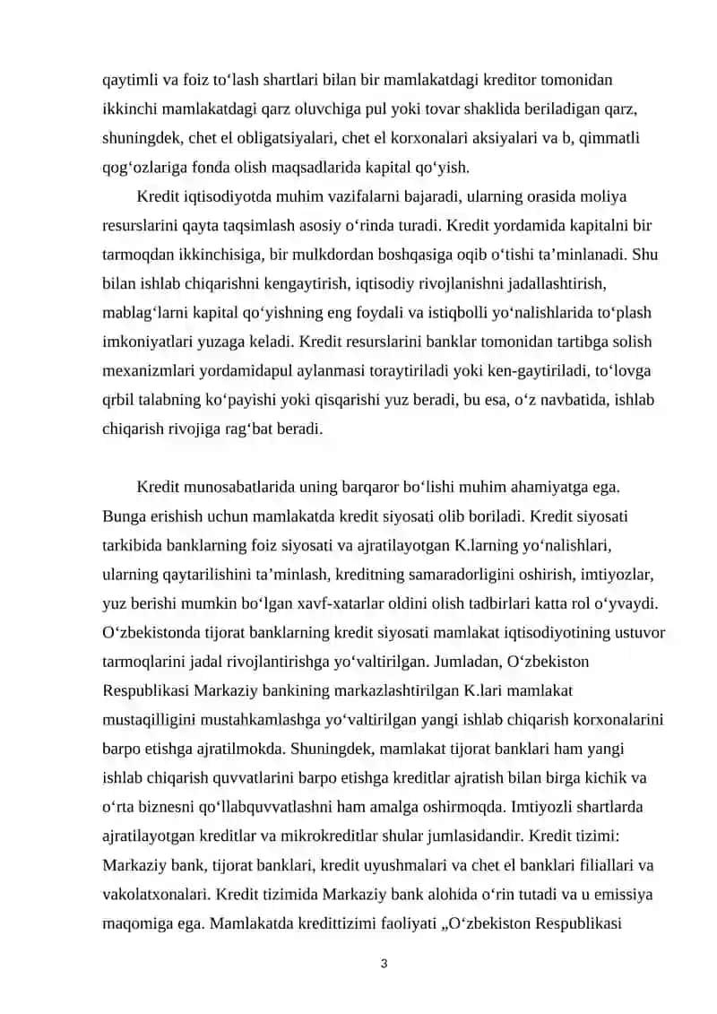 Kredit tizimi va uning tarkibi 3