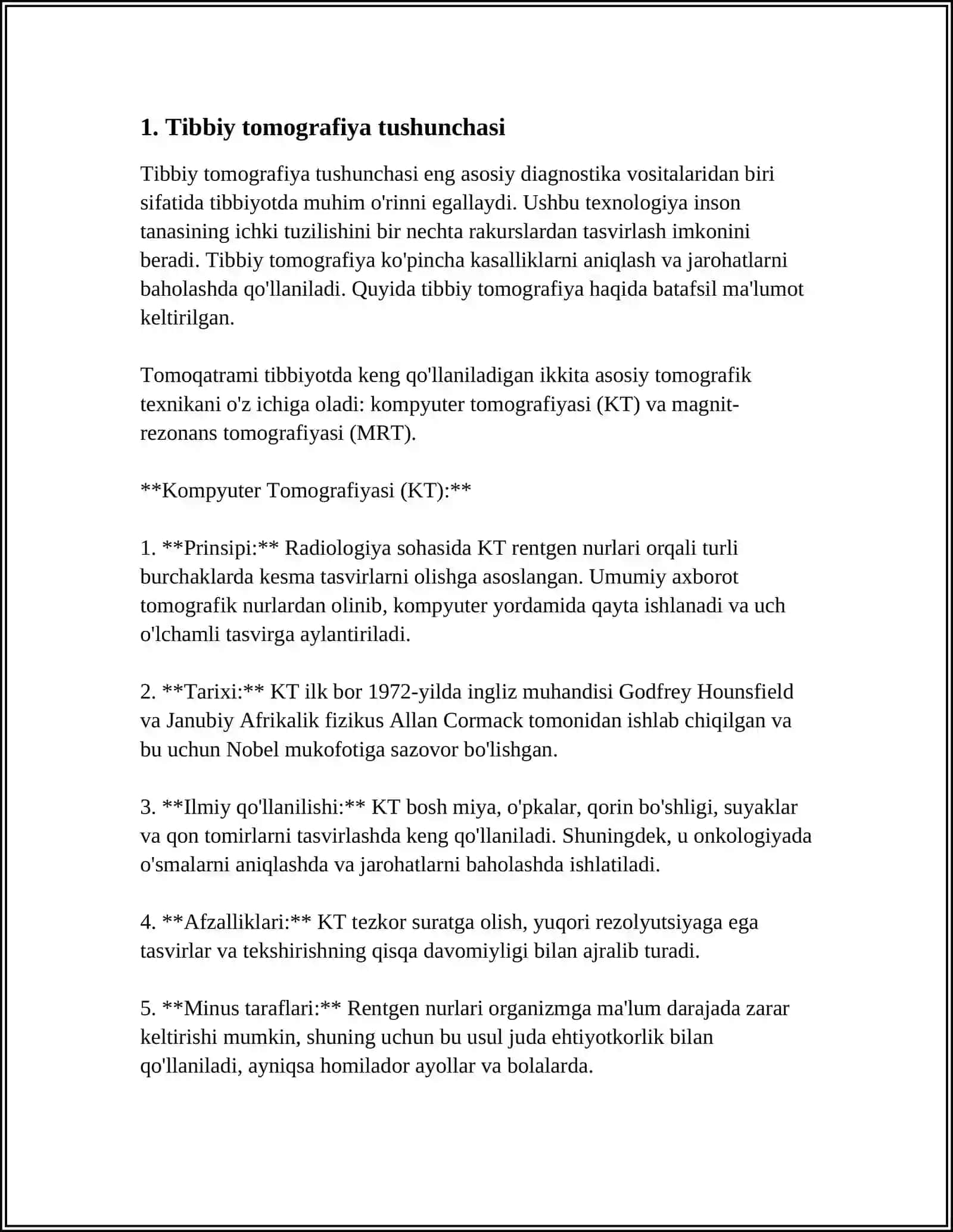 Tibbiy Tomografiya Aparatlarining Ishlash Prinsi 3