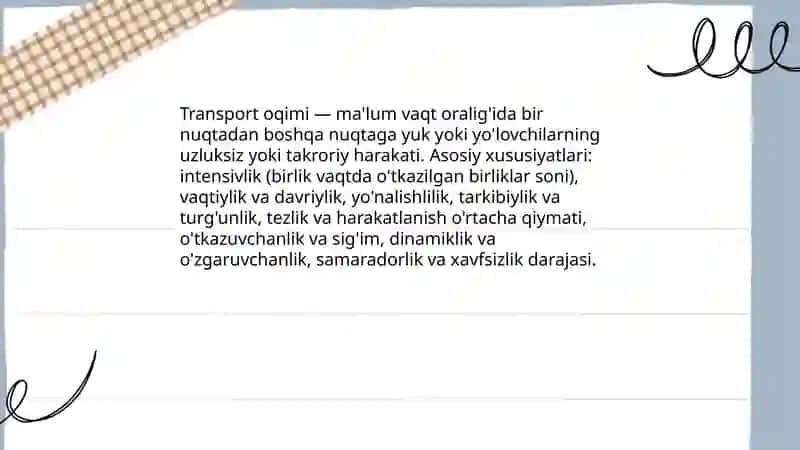 Transport oqimlarining xususiyatlari 3