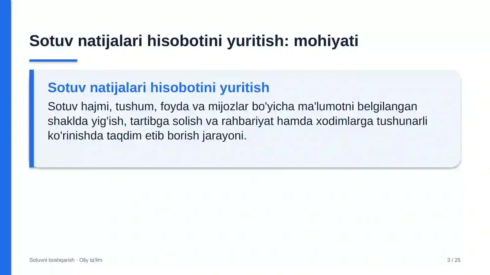 Bolalar tovarlari do'konlarida sotuv natijalari hisobotini yuritish 3