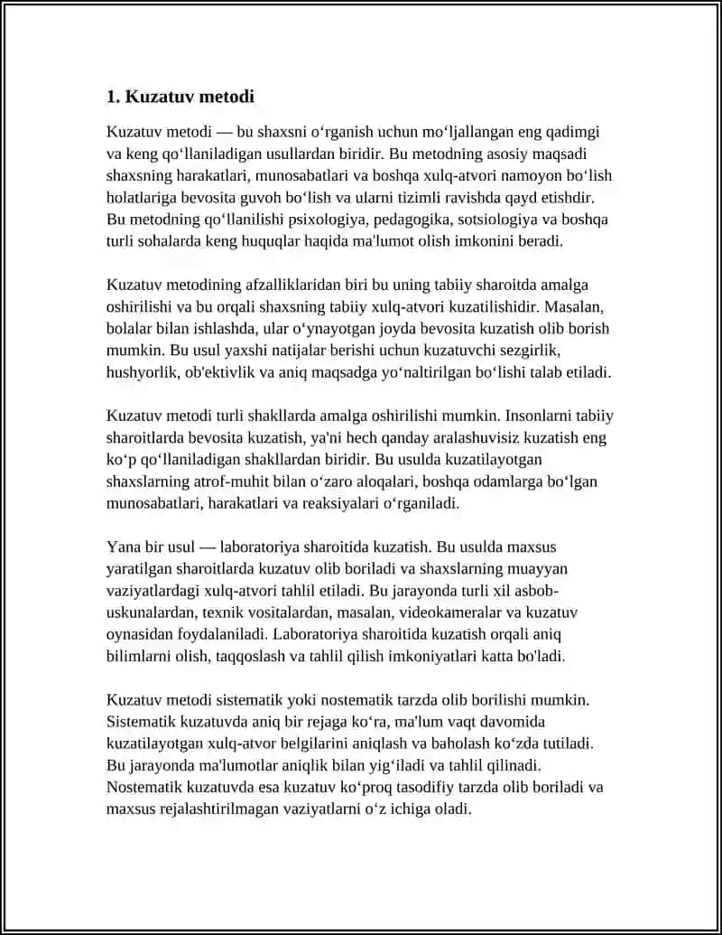 SHAXSNI O'RGANISH METODLARI 3