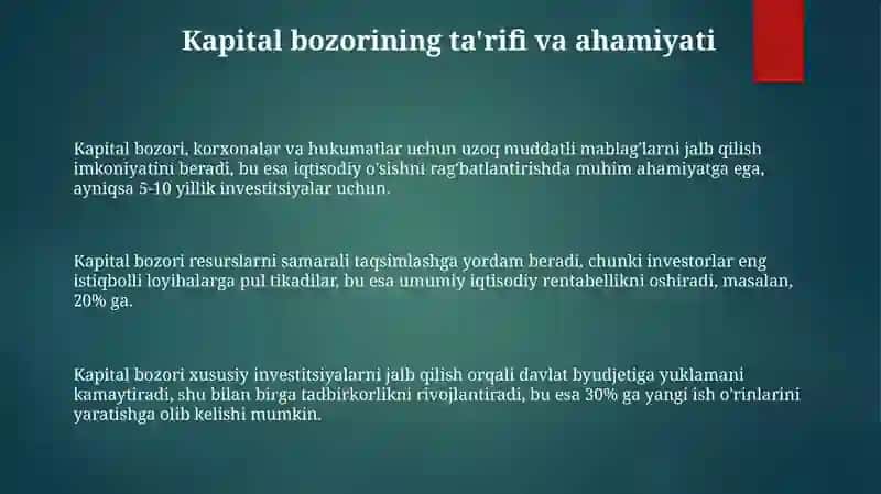 Kapital bozorining vazifalari 3