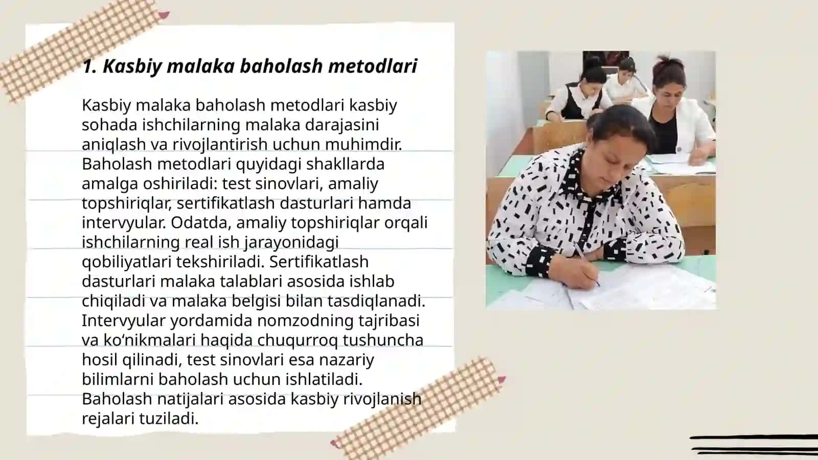 Kasbiy malaka baholash metodlari 3