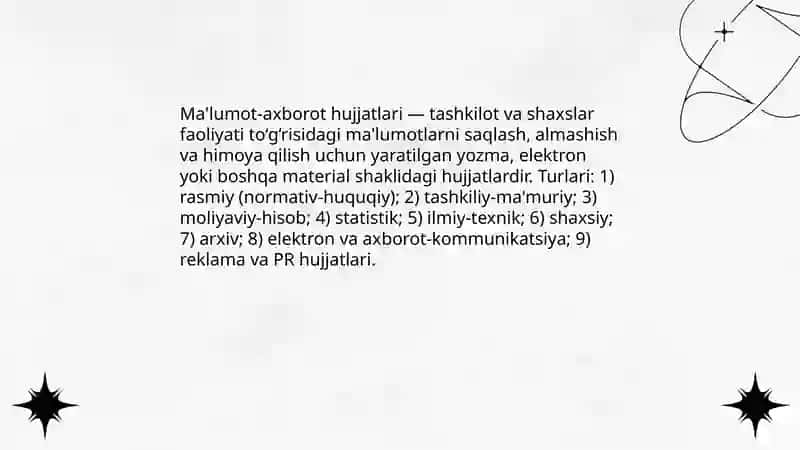 Ma'lumot-axborot hujjatlari 3