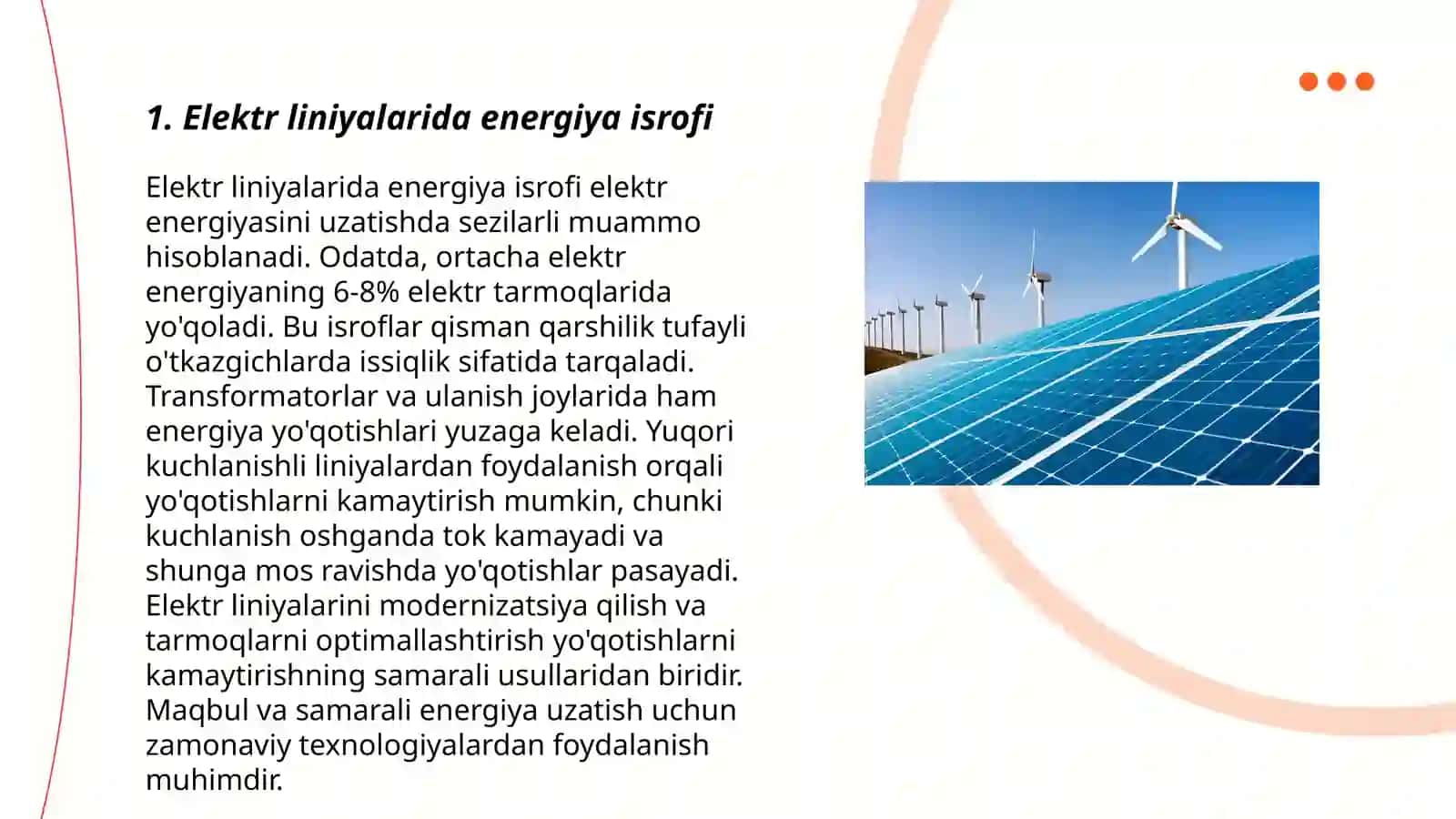Liniya va tranformatordagi energiya isrofi 3