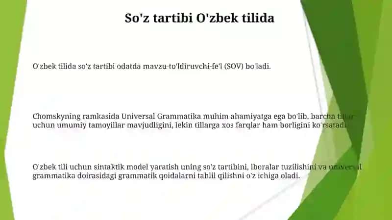 O'zbek tilining Sintaktik Modelini Qurish 3