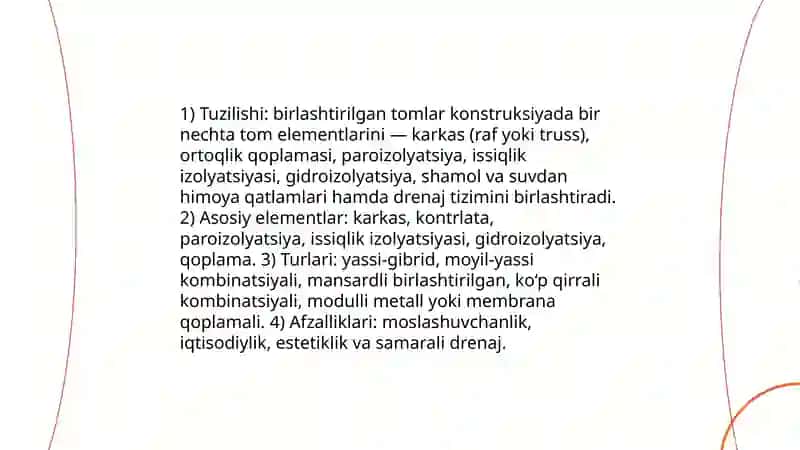 Birlashtirilgan tomlar va tom qoplamalari 3