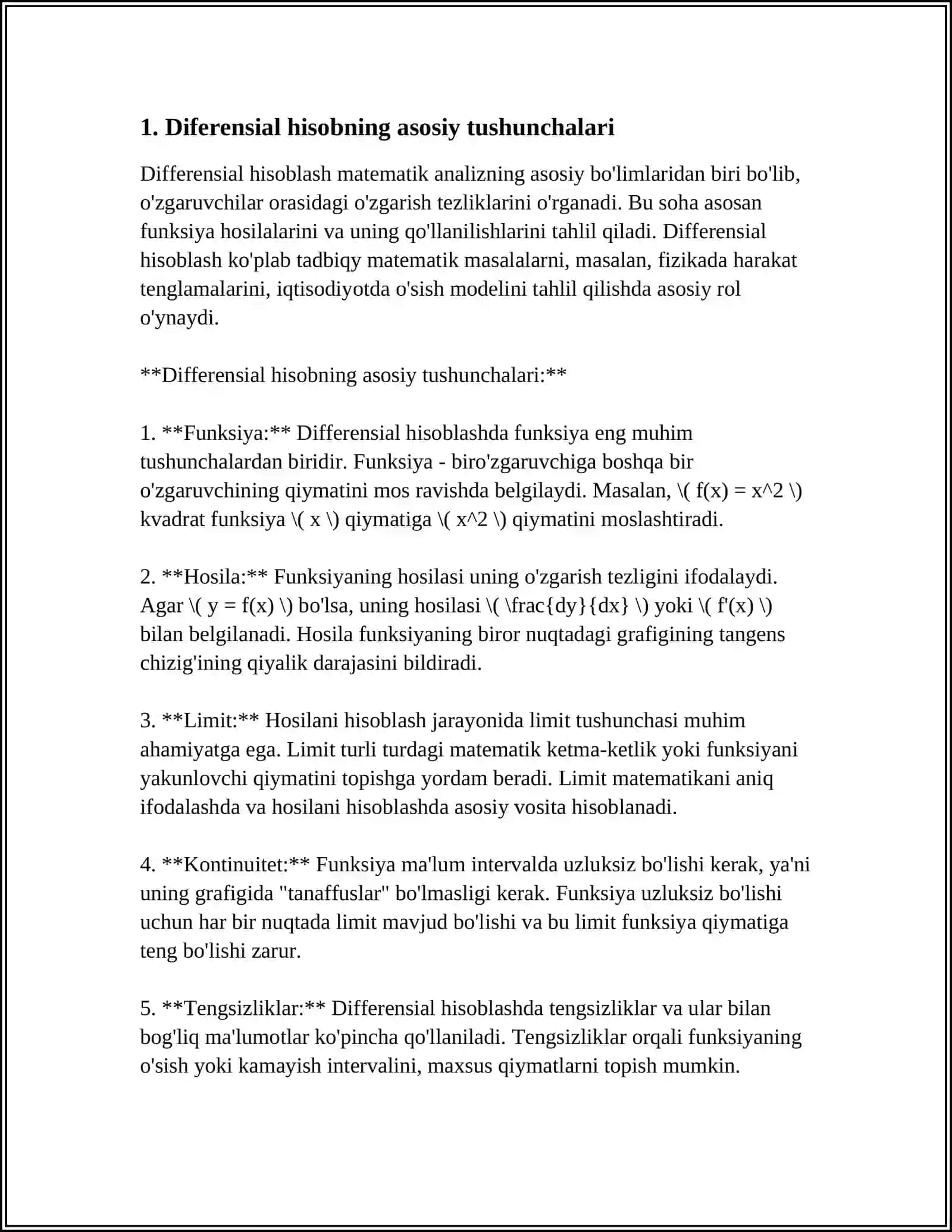 DEFORMATSIYA VA KUCHLANISH TAHLILIDA DIFFERENSIAL HISOB TATBIQLAR 3