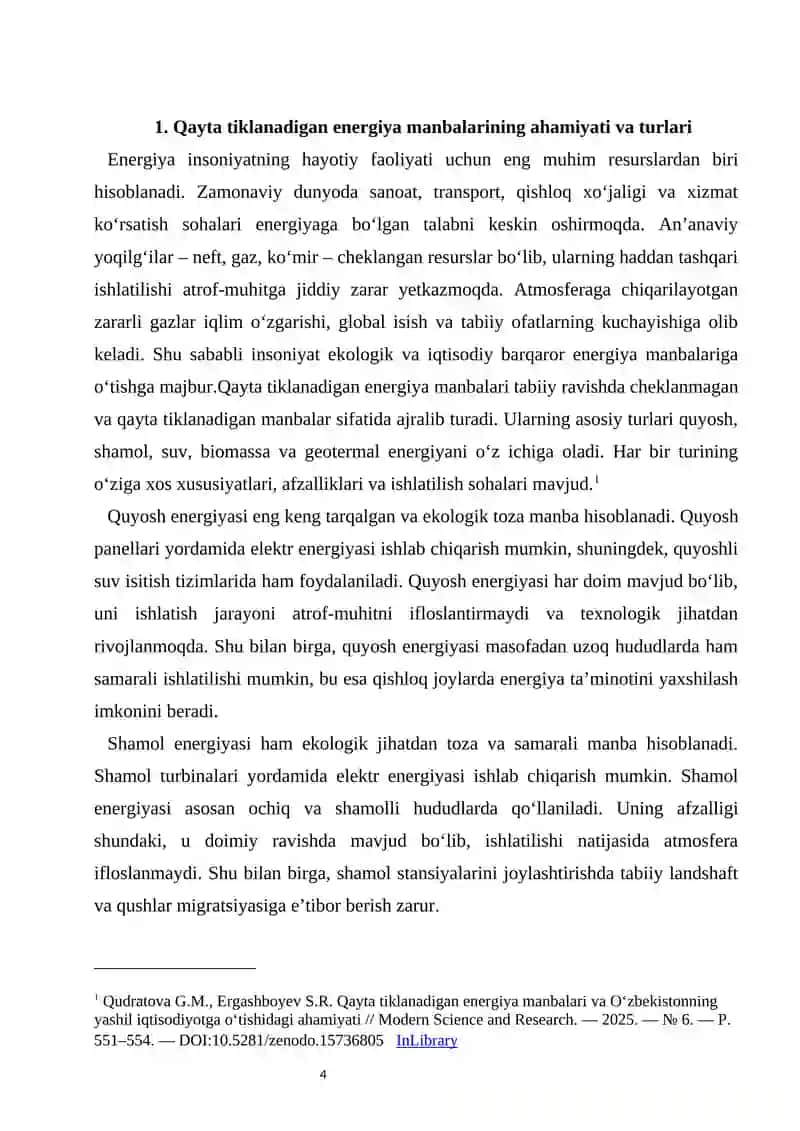Energiya: qayta tiklanadigan manbalarga o’tish 3