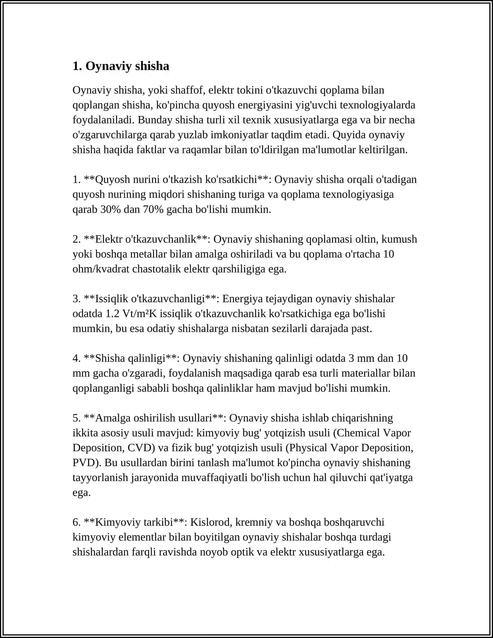 MUSTAQIL ISH Mavzu: СТЕКЛО 3